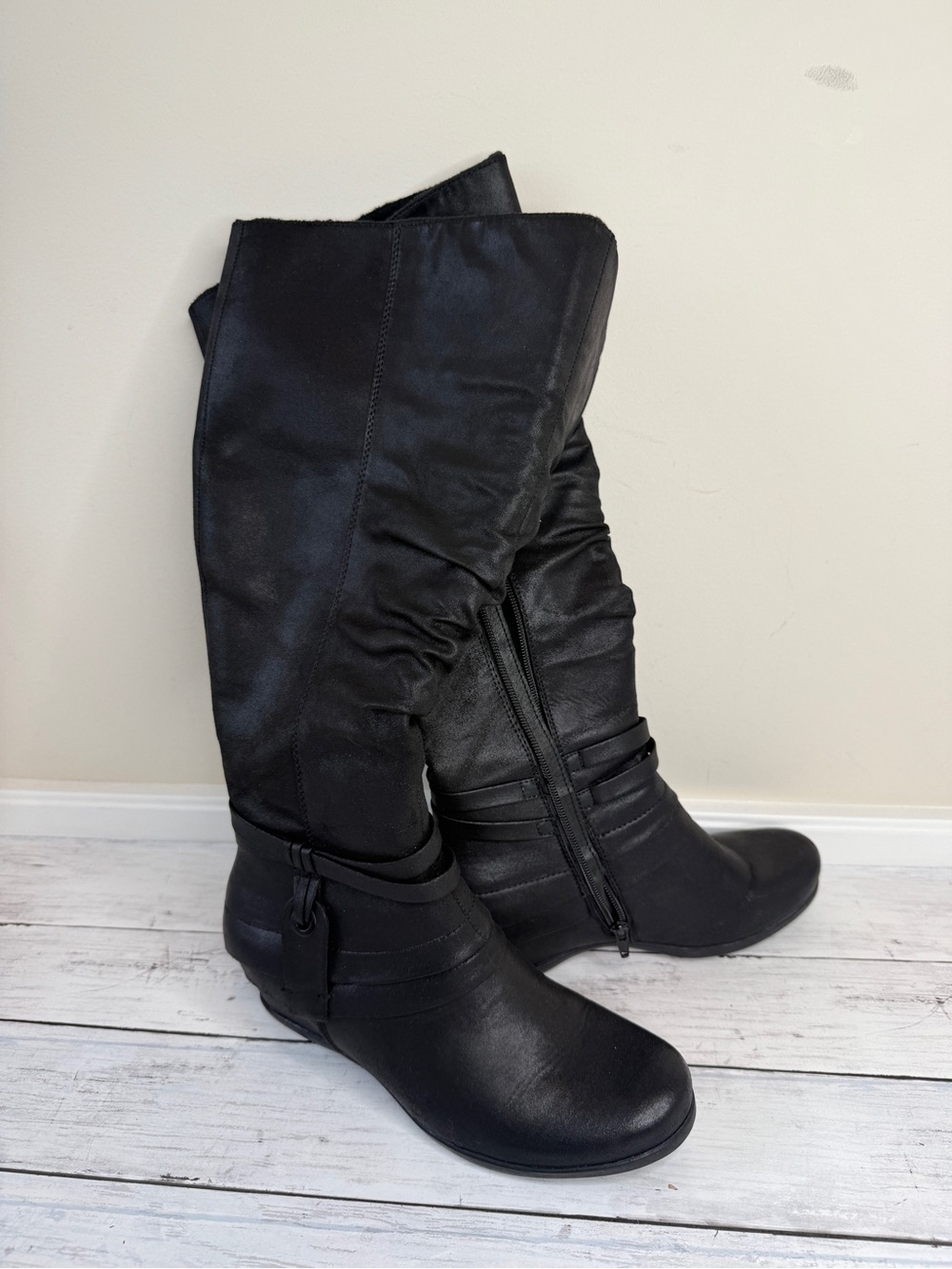 Alfani Black Over-the-Knee Faux Leather Zip Boots